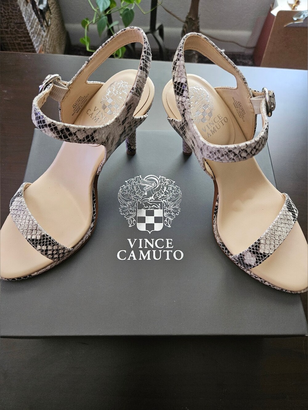 Vince Camuto Leather Snakeprint Heels Sandals